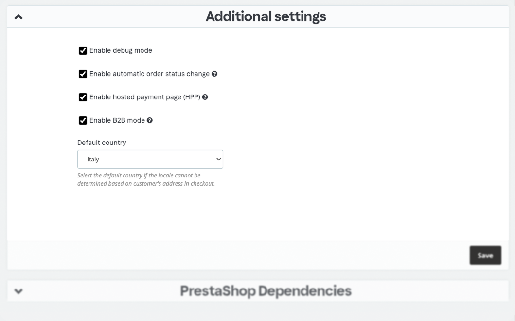 Additional settings