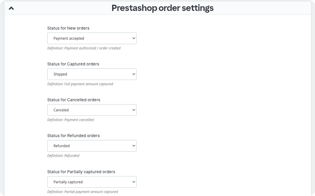 Mapping order statuses