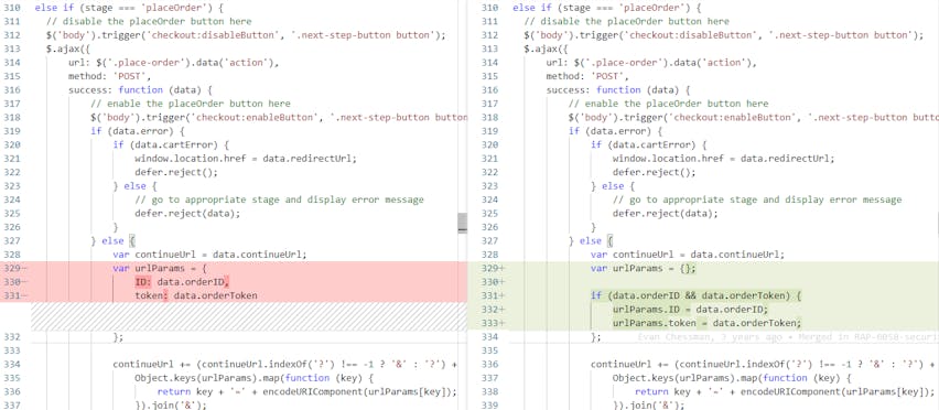 Changes in checkout.js