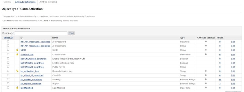 Klarna activation attributes