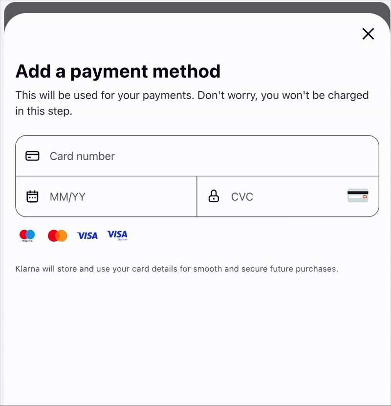Card payment UI flow